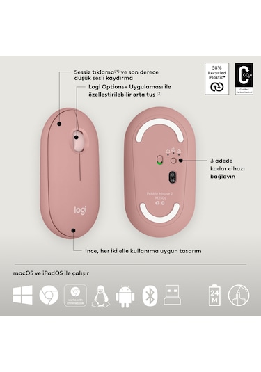Logitech Pebble 2 Combo 920-012247 Klavye Mouse Seti