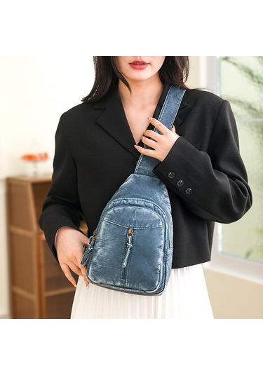 Mavi Kadın Çantası Moda Göğüs Çantası Yumuşak Pu Omuz Crossbody Çanta Kadın Sırt Çantası Mavi
