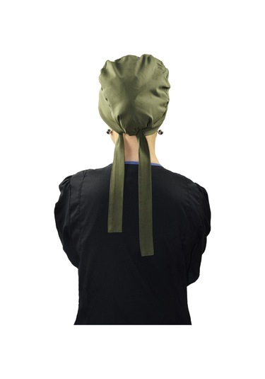 Tesettür Düz Haki Yeşil Doktor Hemşire Aşçı Tesettür Cerrahi Bone Yeşil