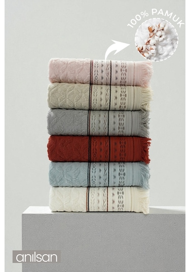 6'lı Misya El Havlusu - 50x80 Cm, 170 Gr, %100 Pamuk, Spa Ve Otel Havlusu, Günlük Kullanıma Uygun Çok Renkli