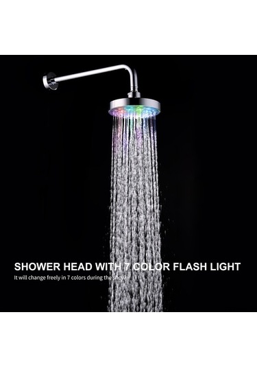 Novahub 7 Renkli Led Flaş Işık, Yüksek Basınçlı, 6 İnç Yağmur Duş Başlığı, Parlak Krom, Banyo Ve Otel İçin Diğer