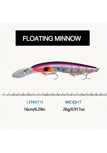Fochsia 10lu 6.3 İnç 26gr Derin Dalış Yemliği Sert Sap Sallama Oltası Kaliteli Kancalı Av Malzemesi