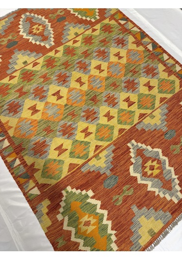 El Dokuma Afgan Kilim 100% Yün Kök Boya Elsanat Eserı Evinize Renk Katacak Çok Renkli