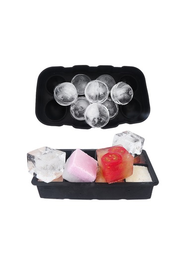 Xiyyadms Siyah Silikon Buzluk Seti: 8 Kare + 8 Yuvarlak Delikli Kapaklı Kalıplar, Esnek, Donuk Kokudan Koruyucu, Mutfak Ve Restoran İçin Çok Renkli