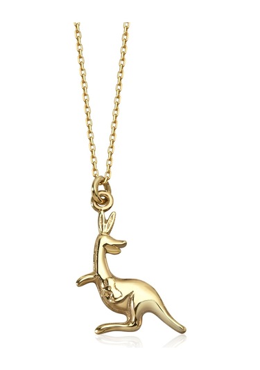 14 Ayar Mikron Altın Kaplama Kanguru Figürlü Gümüş Kolye - Cn00474 Altın