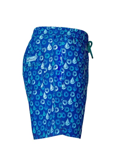 Anemoss Yelken Üç Cepli İçi Fileli Bel Lastik Ve Bağlama İpli Erkek Deniz Şortu Çok Renkli