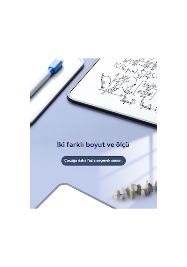 Evde Çalışma İçin Silinebilir Mesajlı Çift Taraflı Beyaz Tahta A3 Gri Yazı Tahtası Gri