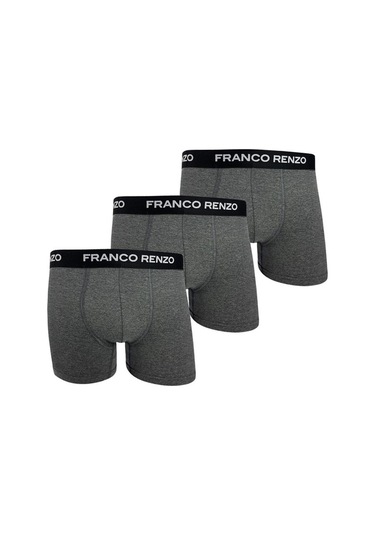 Franco Renzo Erkek 3 Lü Premium Kutu Likralı Boxer Gri