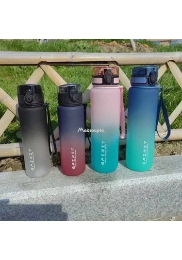 1 Litre Büyük Kapasiteli Spor Su Şişesi Sızdırmaz Renkli Plastik Bardak İçme Blue 1000ml Blue