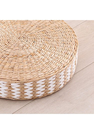 Homyl Yer Minderi Tatami Mat Dokuma Hasır El Yapımı Kowtow Beyaz 45x10cm