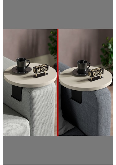 Zigon Sehpa Yan Sehpa Ayarlanabilir Tepsi Dekoratif Modern Tepsi Krem Krem