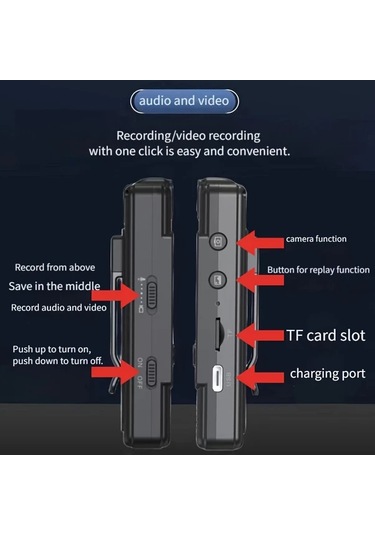 Dashanshop Dv Camera L12 1200mah 1080p Full Hd Giyilebilir Aksiyon Kamerası Uzun Ömürlü Pil Usb Çift Şarj Gece Görüşü