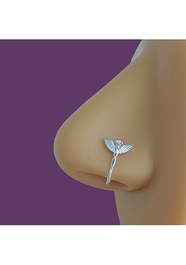 Deliksiz Gümüş Sıkıştırmalı Melek Figürlü Hızma 925 Ayar Sarı