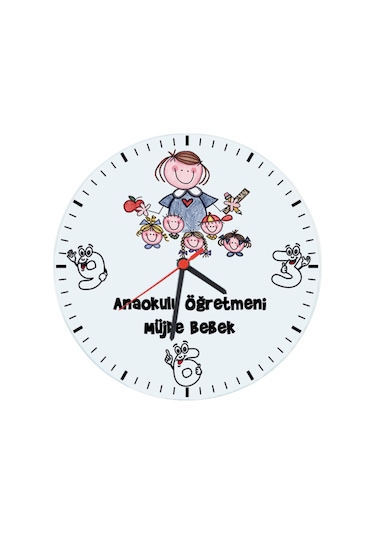 Anaokulu Öğretmenine Öğretmenler Günü Hediyesi Isimli Duvar Saati Çok Renkli