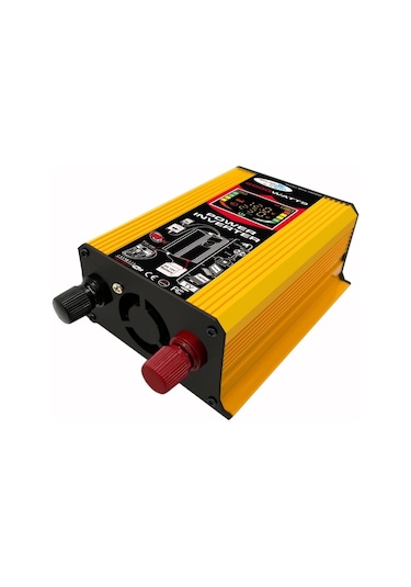 Sones Tang Iıı Nesil 12v İla 220v 6000w Lcd Ekranlı Ve Çift Usb'li Araç Güç Çeviricisi Sarı