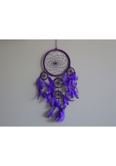 Üç Gözlü Mor Rüya Kapanı / Dreamcatcher (16,5 Cm Çap)