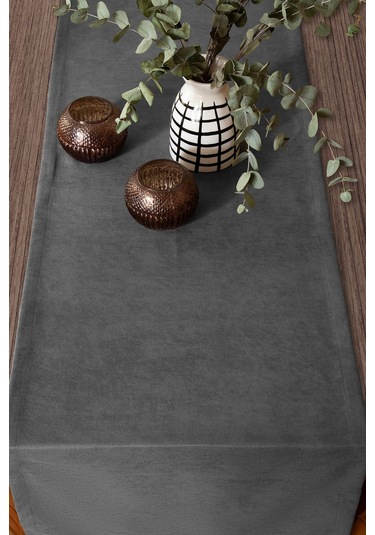 Kadife Dokulu Gri Modern Runner En: 40 Boy: 140 Gri