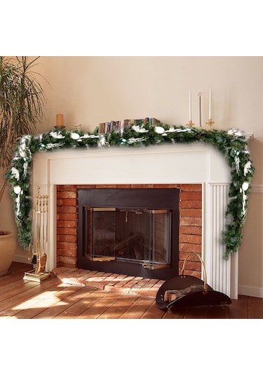 9 Ft Uzun Noel Çelenk Esnek Pvc Asılı Kolye Yapay Noel Yeşil Kırmızı