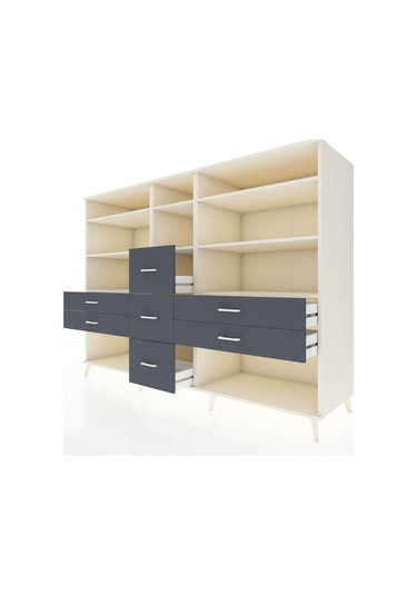 Kronos Dolap 8 Raflı 7 Çekmeceli 220x59x163 Aytaşı-aytaşı/antras Aytaşı-aytaşı/antrasit