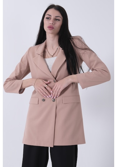Feminist Bej Astarlı Düğme Kapamalı Blazer Ceket 0105123.55 Bej