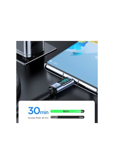 Joyroom S-ac066a16 Dijital Ekran 66w Hızlı Şarj Usb-a'ya C Tip Veri Kablosu