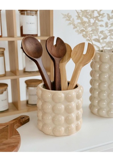 Mien Dekoratif Bubble Seramik Vazo 1032 Krem