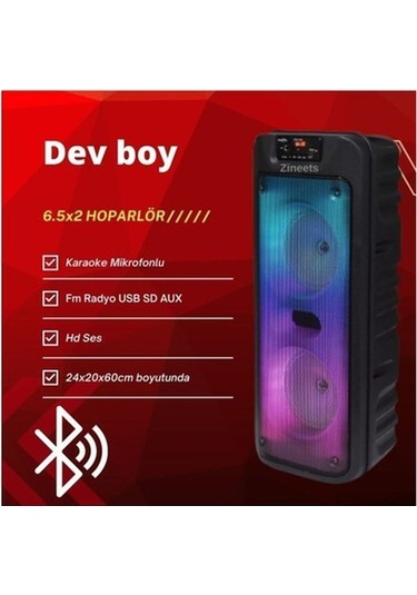 Nikadu Işıklı Büyük Boy Party Box Bluetooth Hoparlör Taşınabilir Şarjlı Ses Sistemi Radyolu Karaoke Mic