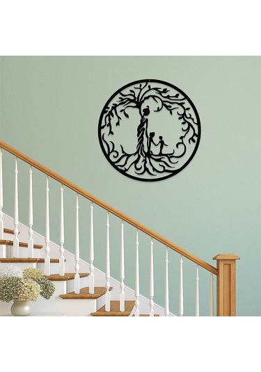 Konesam Metalik Duvar Dekoru, Yaşam Ağacı Figürü, Ev Ve Bahçe İçin Dekoratif Sanat Parçası, 30x30cm