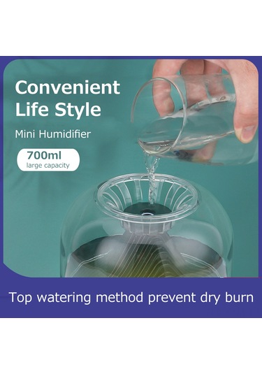 Geeksen Ev Odası Usb Nemlendirici 700ml Hacimli Işık Fonksiyonlu, Akıllı Hava Temizleyici Yeşil