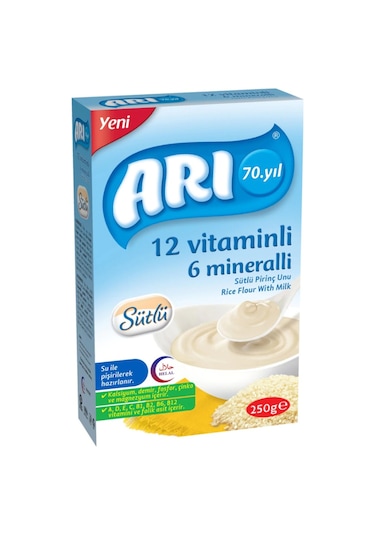 Arı 12 Vitaminli 6 Mineralli Sütlü 6+ Ay Pirinç Unu 250 G