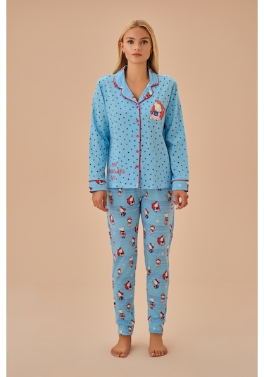 Suwen Lulusu Maskülen Pijama Takımı Sh25218660b956 Mavi