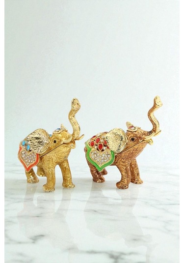 Kristal Taşlı Tekli Fil Figürü