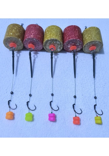 5 Adet Küspeli Sazan Rig Takımı Karışık Renkli Esp Mısır'lı