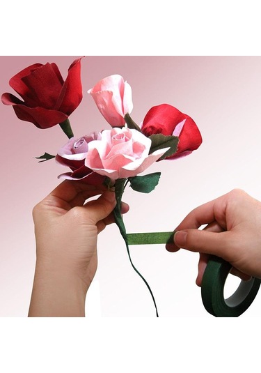 30 M Kendinden Yapışkanlı Yeşil Kağıt Bant Çiçek Çelenk Çelenkler İçin Kök Dıy Zanaat Yapay Ipek Çiçek