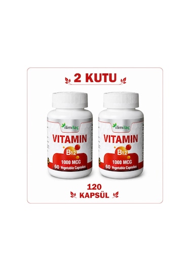 Vitamin B12 1000 Mcg 2 Kutu 120 Kapsül B12 Takviye Edici Gıda