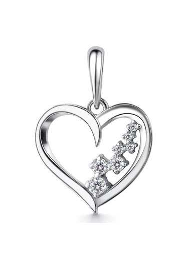 Gold Plaza Jewelry 925 Ayar Gümüş Kalp Kolye Uçlu Zincir Kolye 172612918 Gri