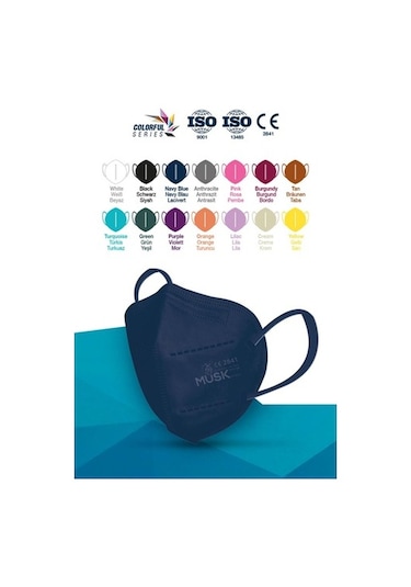Musk Ffp2/N95 Maske Siyah Renk 50 Adet