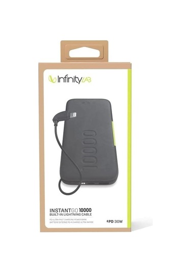 Infinity Lab Instantgo 10.000 Mah Lightning Iphone Uyumlu Kablolu Siyah Powerbank Siyah