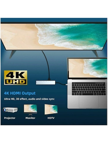 Type C To Hdmi Usb 3.0 Sd Microsd 8 İn 1 Kart Rj45 Ethernet Çevir