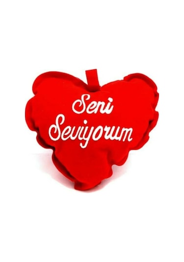Seni Seviyorum Yazılı Kadife Kalp Yastık