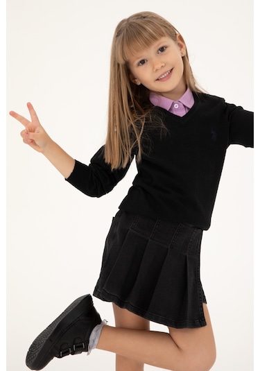 U.s. Polo Assn. Kız Çocuk Siyah Kazak /triko 50294198-vr046 Siyah