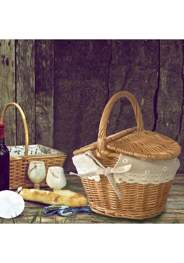 Homyl Açık Kamp Için Yıkanabilir Astarlı El Dokuması Hasır Kahverengi