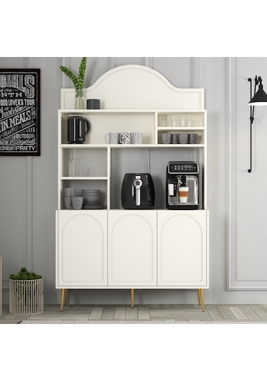 Lyon Kahve Köşesi 120cm - Krem / Altın