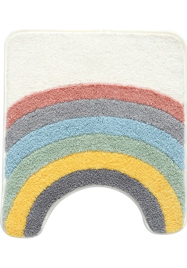 Ranyeek Ev Banyo İçin Sudu Çeken Yumuşak Floklu Paspas - Kare Desenli Modern Ins Stili Tuvalet Altı Halı Güneş Ayısı Diğer