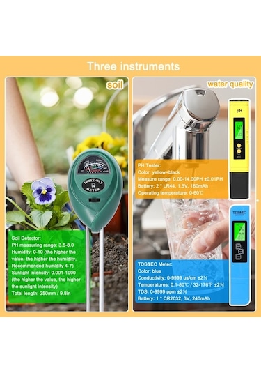 Pazly Toprak Ph Tds Ec Test Cihazı, Toprak Nem Ve Sıcaklık Ölçer