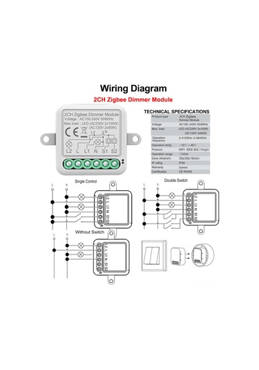 Suofeng Zigbee Aydınlatma Modülü: Uzaktan Işık Kontrolü Ve Google Home Uyumlu, 2 Kanallı Dimmer Anahtarı