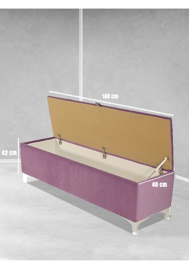 Vetra V2 Sandıklı Puf  Pembe Dilimli Model Sandıklı Bench Puf - Sandıklı Yatak Ucu Bankı