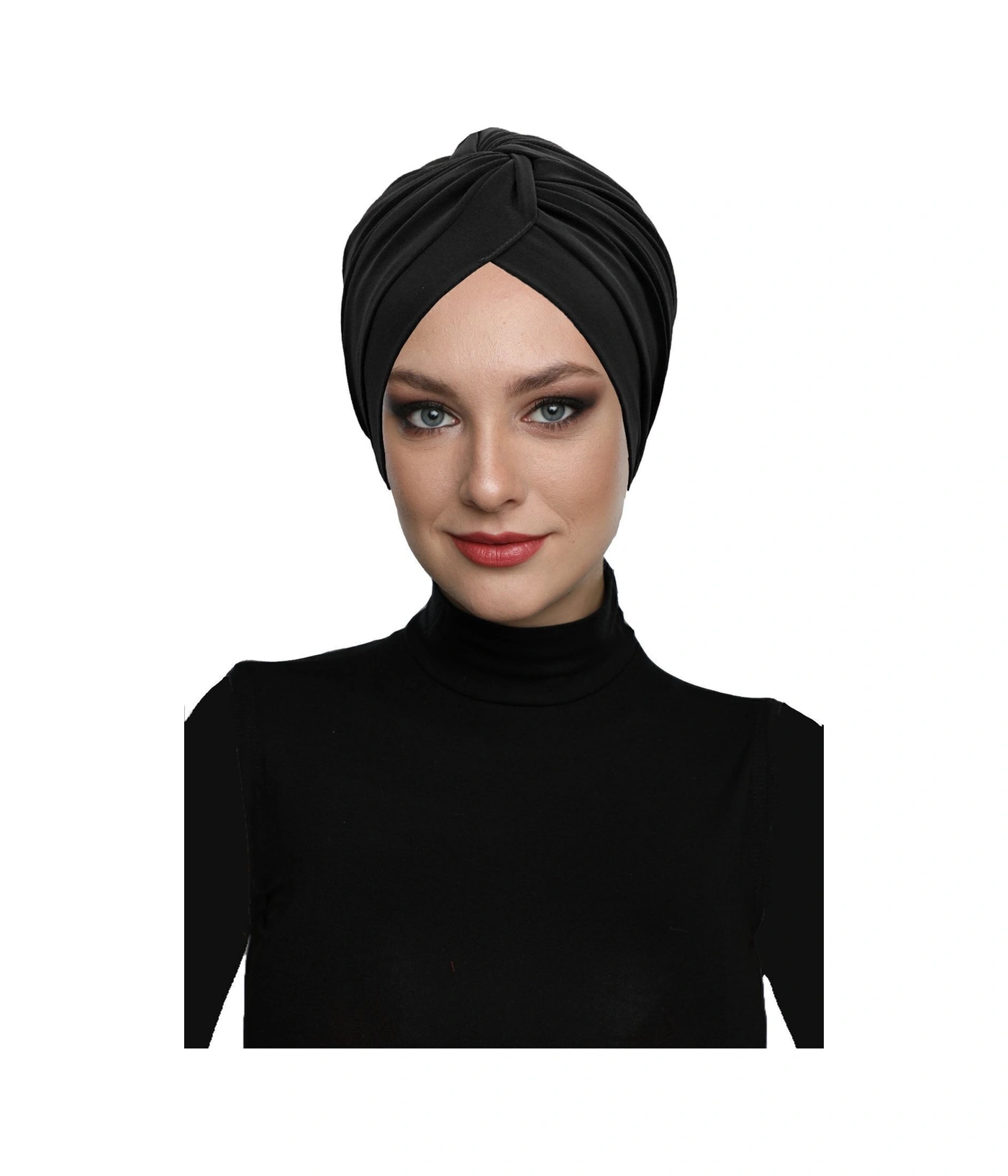Çapraz Kancalı Siyah Hazır Türban Tesettür Dış Ve Havuz Bonesi Siyah