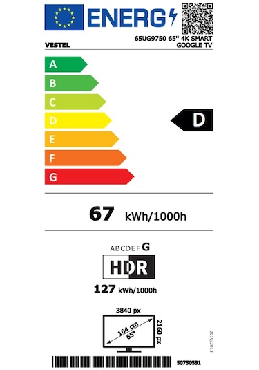 Vestel 65UG9750 65'' 164 Ekran 4K Smart Google TV