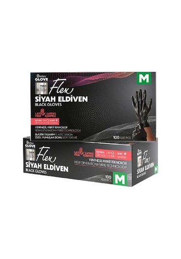 Reflex Flex Glove Siyah Pudrasız Eldiven M 100'lü